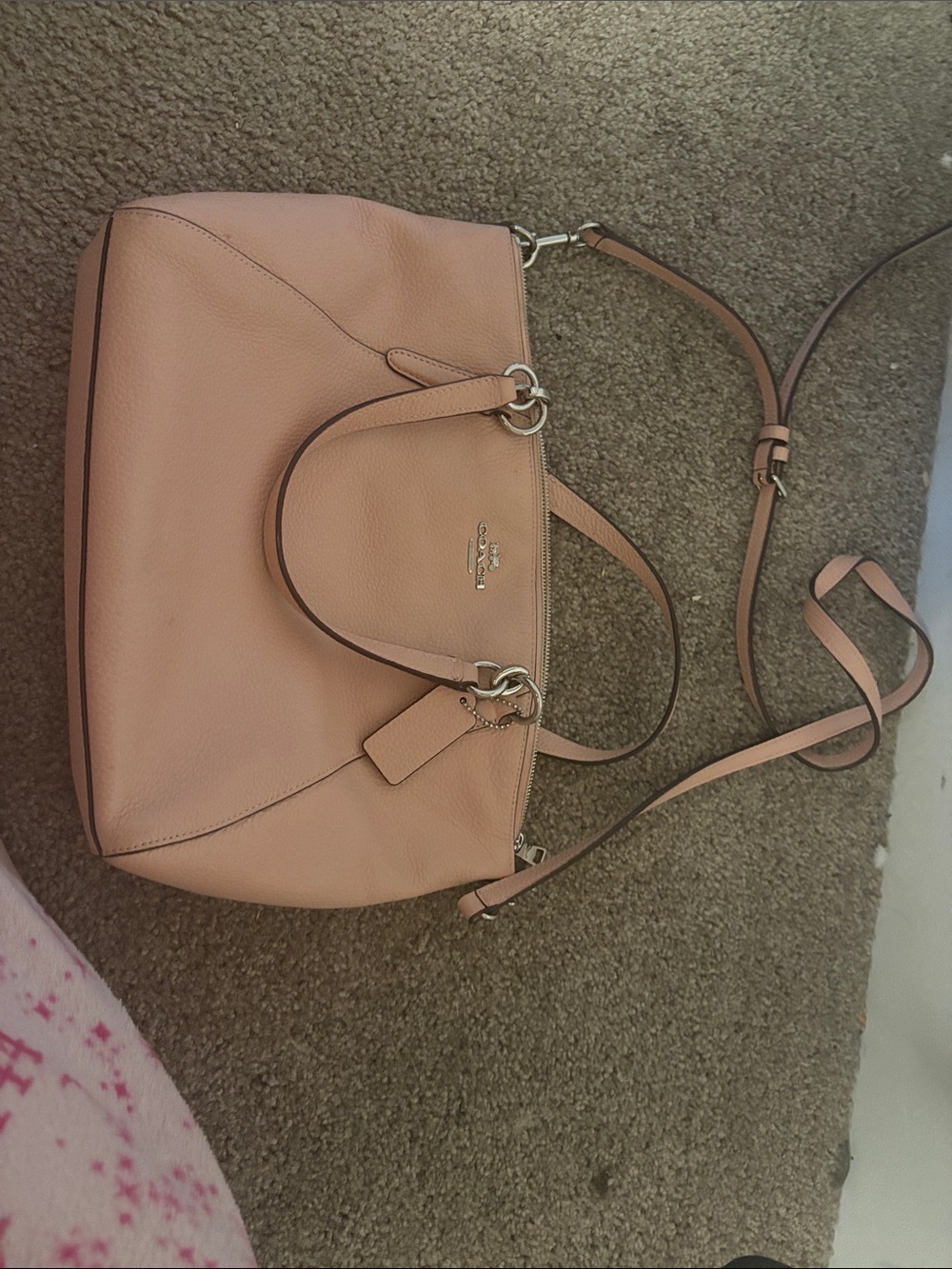 Coach Mini Kelsey Pebbled Leather Shoulder Bag in Blush Pink